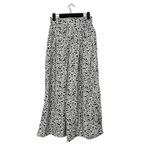 ZARA  Animal Print Culotte Wide Leg High Rise Trouser Pants Pockets XS Black White Photo 13