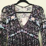 Free People New  Cherry Blossom Embroidered Black Floral Mini Dress Women Size 0 Photo 7