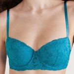 No Boundaries  All Over Lace Balconette Underwire Bra Women’s 38C Teal Floral Photo 0