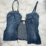 Mudd Y2K Vintage Denim Corset Top Womens Small Bustier Indie Sleaze Cowgirl Zip Photo 1