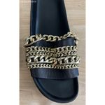 Kendall + Kylie Gently Used Black/Gold Leather Shiloh Slides - Size 9M Photo 6