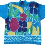 Lauren Hansen Vintage 80s floral Sweater in blue, yellow, green size large Blue Photo 1