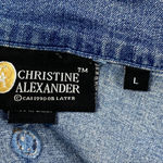 Christine Alexander Trucker Jacket Women L Blue Denim Rhinestone Mandala Crystal Size L Photo 3