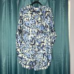 Free People  Goddess Blue Floral Cottagecore Boho Oversized Sleep Shirt Tunic  M Photo 3