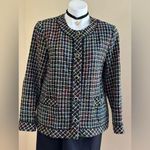 Buttons TOG Shop. Multi Color Plaid Blazer SZ 12 P W Pockets Black & Gold  Photo 0
