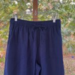 Sigrid Olsen  Women's 100% Linen Dark Blue Pull On Pants Size M Photo 2