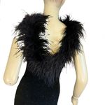 VINTAGE 1990'S JEFFREY & DARA BLACK EVENING DRESS W/ OSTRICH FEATHER ACCENTS (6) Photo 7