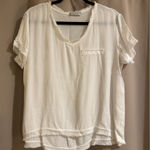 Source Unknown By Coco  White  Short Sleeve Top with Frayed Hem Photo 0