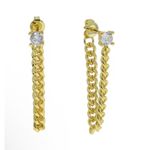 Boutique Solitaire Curb Chain Drop Earrings | Yellow Gold Filled Photo 8