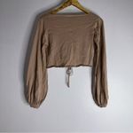 Princess Polly  beige‎ cropped knit long sleeve rouched top Xs/s CP3 Photo 1
