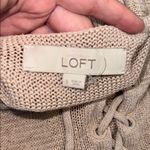 Loft  Lace Up V-Neck Beige Knit Long Sleeve Sweater Women's Small Photo 1