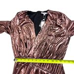 NEW FATE metallic plunge wrap mini dress in rose gold Photo 7