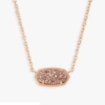 Kendra Scott Elisa Pendant Necklace Rose Gold Drusy Chain 15” - 17” Choker FLAWS Photo 0