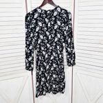 Old Navy Floral Ruffle Collar Long Sleeve Elastic Waist Dress Black White Small Photo 7