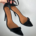 Nasty Gal  Black Suede Pointed Toe Stiletto Ankle Strap Heels Women's Size 10M Photo 0