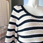 Apiece Apart Black White Striped Open Crochet Knit Slouchy Pullover Sweater XL Photo 1