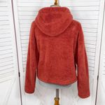 PINK - Victoria's Secret Pink Victoria’s Secret Funnel Neck Cropped Teddy Hoodie Jacket Rust Orange Small Photo 3