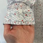 BeachLunchLounge  Karolee Heart Print Cotton Shirt Ruffle Neck Buttons Womens XL Photo 4