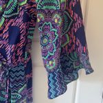 Alice & Trixie  sz L Womens 100% Silk Multicolor Floral Chevron Maxi Dress Boho Photo 7