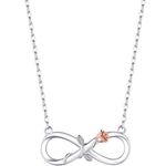 S925 Sterling Silver / Rose Gold Dainty Infinity Rose Flower Shaped Pendant Necklace Photo 1