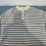 SheIn sweater size S blue white striped oversized gold buttons crewneck knit Photo 2