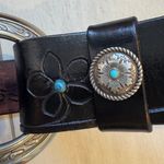 Al Stohlman Vtg Brand Black Leather Belt Floral Tooled Silver Western Cowgirl Photo 3