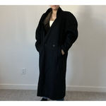 Vintage 80s Jonathan Michael Black Wool Coat Paisley Collar Made in USA L/XL Size L Photo 15