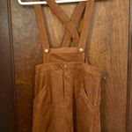 Anthropologie  Faux Suede Skirt Pinafore Brown Overalls Size 2 Photo 1