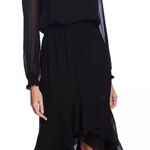 1. State  Smocked High Low Long Sleeve Dress in Black Photo 0