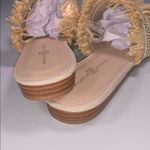 Michelle McDowell Carmen Natural Tan Woven Raffia Gold Mules Slip On Fringe 8 Photo 6