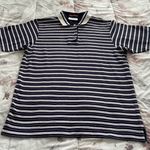 Polo Elandale 100% Cotton Striped White Blue Embroidered Logo Golf Shirt, size S Photo 9
