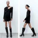 ZARA NWT  Black Cut out Chain Detail Mini Dress Photo 1