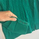 Talbots  Kelly Green Cable Knit Sweater Buttons Medium Lambswool Fall Photo 5