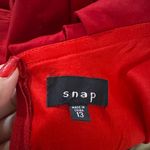 Snap Women's Red Taffeta Stretch One Shoulder Ruffled Cocktail Dress Size 13 Photo 6