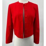 Pendleton Vintage 70s  Wool Blazer Collarless Button Down Bolero Red Womens S Photo 4