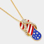 Patriotic Flip Flop Necklace 16" Chain Beach New Photo 6