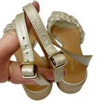Paloma Barcelo Woven Espadrille Sandals Size 37 Gold Leather Block Heel Spain Tan Photo 7