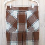 L.A.M.B. Gwen Stefani Plaid Wool Midi Skirt Size Brown White Indie Preppy Photo 2