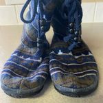 Taos Navy Sweater Knit Camping Outdoor Granola Preppy Suede Cabin Boots Size 7 Photo 1