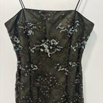 Rimini By Shaw Army Olive Green Sequins Embroidered Floral Mini Dress Formal Black Size 4 Photo 1