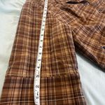 L.A. Blues Women's Brown Plaid Button Up Collared Jacket Workwear. Oversized. Photo 5