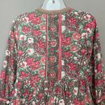 Rain & Rainbow Floral Top Kurti Tunic Peplum Cropped Sleeve Small Women Blouse Pink Photo 6