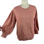 Free People New Villa Cable Pullover Sweater in Pink Bubble Bath Size XL Barbie Photo 9
