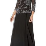 NWT J Kara Women's Scoop Neck Line with 3/4 Sleeve Beaded Top Long Dress Black S Size 6 Photo 0