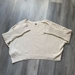 J.Crew RVCA Ribbed Crew Neck Drop Shoulder Crop Top Oatmeal Oversized Photo 3