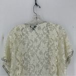 Investments  Short Sleeve Lace Cardigan Blouse Womens Large Cream Photo 2