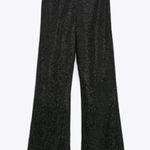 ZARA GLITTER TEXTURED TROUSERS LIMITED EDITION SHEER PANTS BLACK/Silver XS BN Photo 5