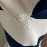 Madewell Wallace Dress Sweater Striped Button Back Plunge V Neck Navy Blue Cream Photo 8