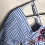 Lulumari floral embroidered cold shoulder striped babydoll top size S Photo 6