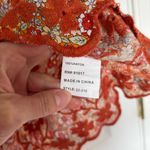 Solitaire  Orange Tangerine Floral Eyelet Blouse Size Large Photo 4